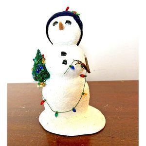 Byers Choice Carolers Snowman With Christmas Tree & Lights 2009